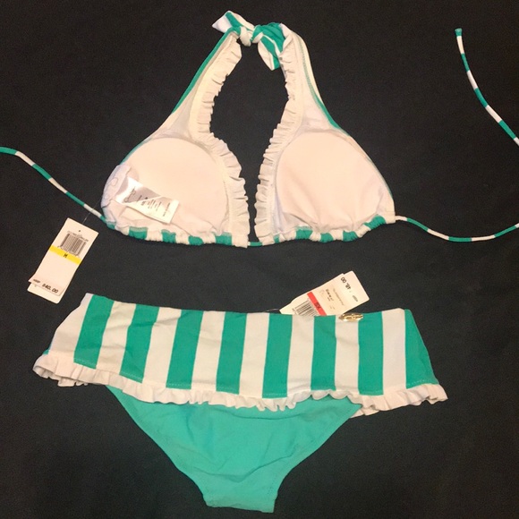 Jessica Simpson Green & White Bikini Medium & XS - Picture 4 of 4